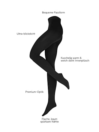 Strumpfhose Thermo mit Innenfleece schwarz Gr. 38/40, 100 DEN nur die