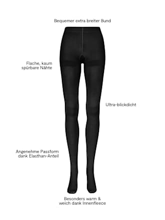 Strumpfhose warm & transparent mit Innenfleece schwarz Gr. 40/44, 80 DEN nur die