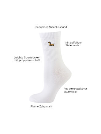 Crew Socken mit Dackel-Motiv weiß Gr. 35-38 nur die