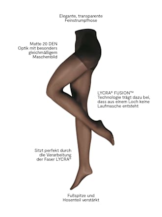 Strumpfhose Goodbye Laufmaschen schwarz Gr. 38/40, 20 DEN nur die