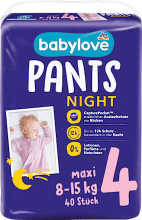 Nočne hlačne plenice maxi, 8-15 kg babylove