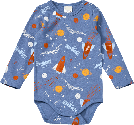 Body Langarm mit Weltall-Muster, blau, Gr. 86/92
 ALANA