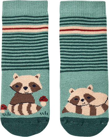 Stoppersocken mit Waschbär-Motiv, grün, Gr. 19/20
 ALANA