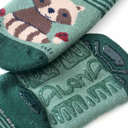 Stoppersocken mit Waschbär-Motiv, grün, Gr. 19/20
 ALANA