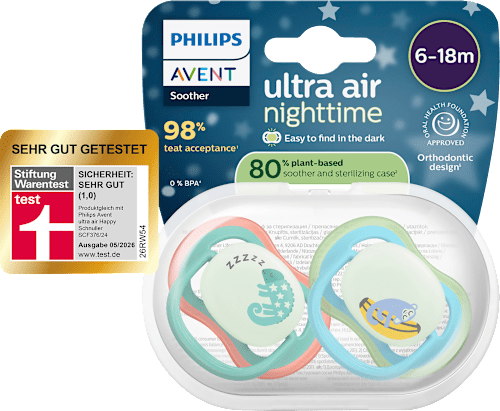 Schnuller ultra air nighttime Silikon, grün/blau, 6-18 Monate PHILIPS AVENT