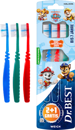 Zahnbürste Kinder Paw Patrol, bis 7 Jahren  Vorteilspack (2+1 Gratis) Dr. BEST