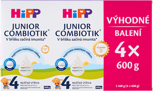 pokračovací mléčná kojenecká výživa 4 Junior Combiotik 24m, 4x600g HiPP