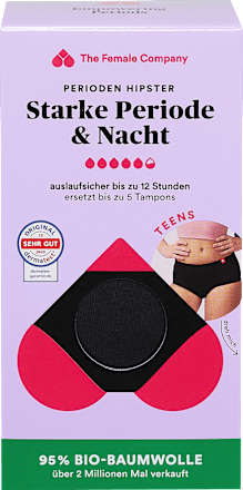 Periodenunterwäsche Teens Hipster Starke Periode & Nacht schwarz, Gr. 158/164 The Female Company
