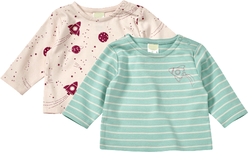 Langarmshirts mit Weltall-Muster, blau + beige, Gr. 56 ALANA