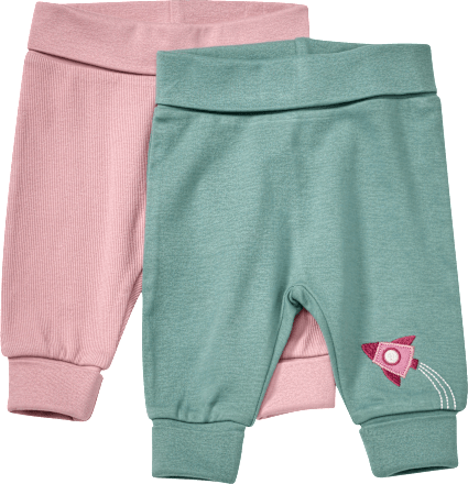 Hosen mit Raketen-Motiv, Ripp-Struktur & Mitwachsfunktion, blau + rosa, Gr. 56 ALANA
