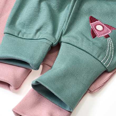 Hosen mit Raketen-Motiv, Ripp-Struktur & Mitwachsfunktion, blau + rosa, Gr. 56 ALANA