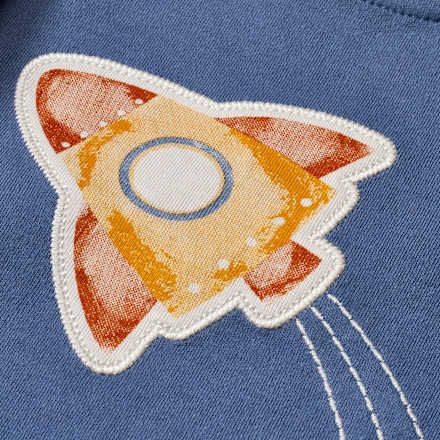 Langarmshirts mit Raketen-Motiv und Streifen-Muster, braun + blau, Gr. 56 ALANA