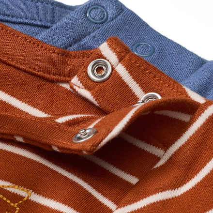 Langarmshirts mit Raketen-Motiv und Streifen-Muster, braun + blau, Gr. 56 ALANA