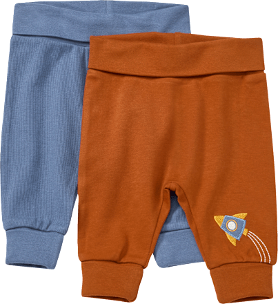 Hose mit Raketen-Motiv, Ripp-Struktur & Mitwachsfunktion, braun + blau, Gr. 56 ALANA