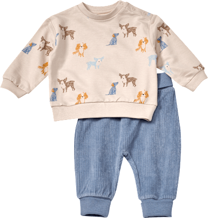 Set mit Sweatshirt mit Hunde-Muster & Velours-Hose, blau, Gr. 62 ALANA