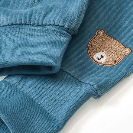 Set mit Langarmshirt & Velours-Hose mit Bären-Motiv, blau + beige, Gr. 62 ALANA
