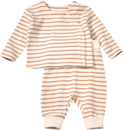 Set mit Wickelshirt & Hose mit Mitwachsfunktion, beige, Gr. 56 ALANA