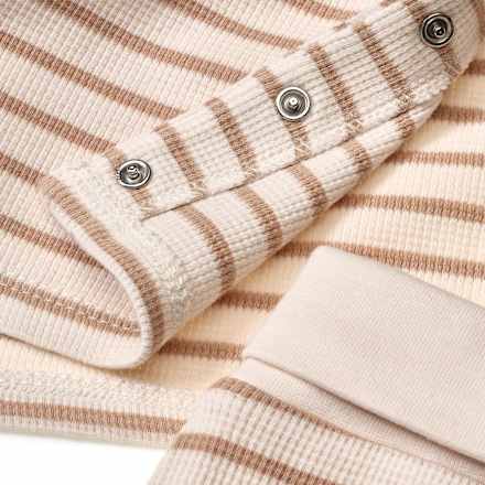 Set mit Wickelshirt & Hose mit Mitwachsfunktion, beige, Gr. 56 ALANA