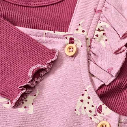 Set mit Langarmshirt & Latzhose mit Hunde-Katzen-Muster, rosa, Gr. 62 ALANA