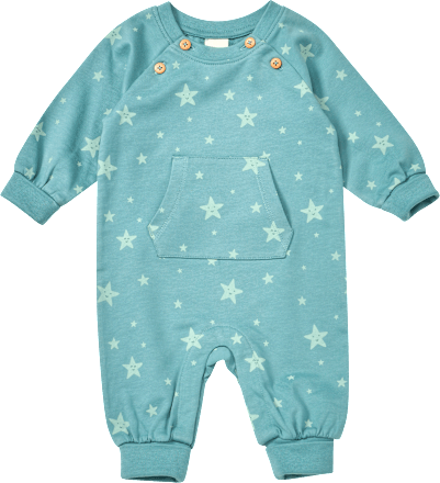 Overall aus Sweat mit Sterne-Muster & Mitwachsfunktion, blau, Gr. 56 ALANA