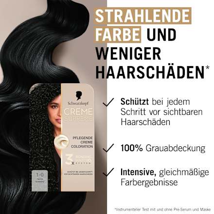 Dauerhafte Coloration Creme Supreme - Nr. 1-0 Tiefes Schwarz Schwarzkopf CREME SUPREME