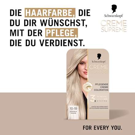 Dauerhafte Coloration Creme Supreme - Nr. 10-19 Extra Helles Perlblond Schwarzkopf CREME SUPREME