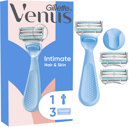 strojek na holení pro úpravu intimních partií + 3 náhradní hlavice Gillette Venus