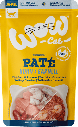 Krmivo pre mačky v kapsičke PATÉ kura a krevety WOW