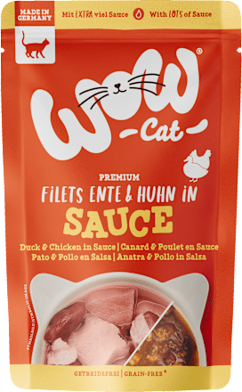 Krmivo pre mačky v kapsičke SAUCE kačica a kura WOW