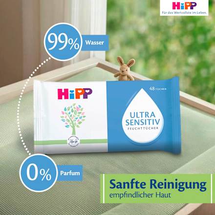 Feuchte Toilettentücher Ultra Sensitiv Vorteilspack (5x48 St) HiPP Babysanft
