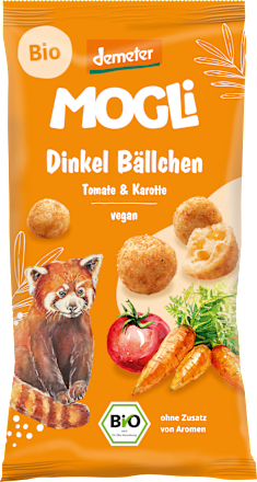 Kindersnack Dinkelbällchen Tomate und Karotte MOGLi