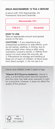 Serum Niacinamide 10% + TXA 4% Anua