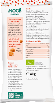 Kindersnack Dinkel Bällchen Paprika, ab 3 Jahren MOGLi