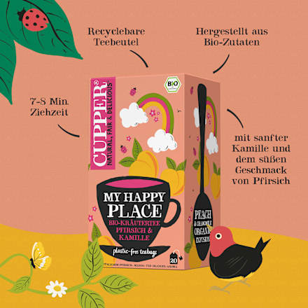 Kräutertee "My Happy Place" mit Pfirsich & Kamille (20 Beutel) Cupper