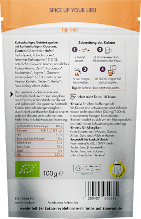 Getränkepulver, Chai mit Guarana koawach