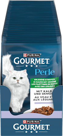 Nassfutter Katze mit Kalb & Gemüse, Perle - erlesene Streifen in Sauce Purina Gourmet