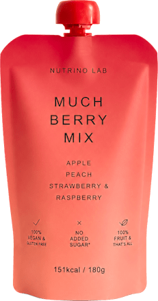 Much Berry Mix voćna kaša - jabuka, breskva, jagoda i malina Nutrino Lab