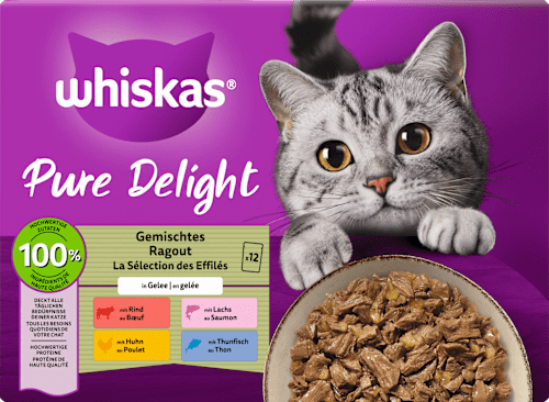 Nassfutter Katze Pure Delight Gemischtes Ragout in Gelee Whiskas