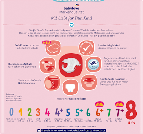 Windeln Premium Gr.8 (18+ kg) Jumbopack babylove