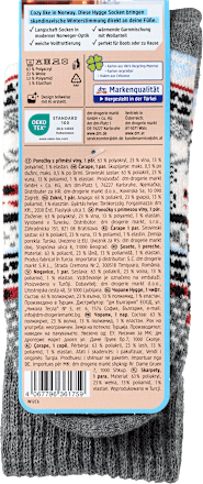 Socken mit Norweger-Muster grau & rot Gr. 35-38 Fascino