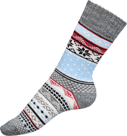 Socken mit Norweger-Muster grau & blau Gr. 35-38 Fascino