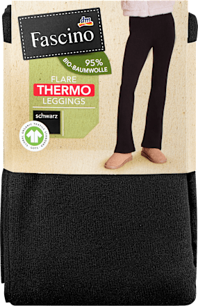 Leggings Thermo Flared mit Bio-Baumwolle schwarz Gr. 38/40 Fascino