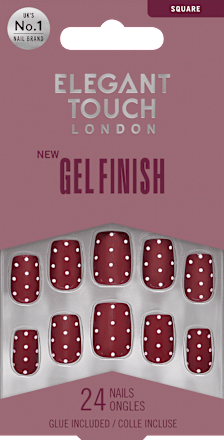 Künstliche Nägel Gel Finish Square Berry Dots Elegant Touch