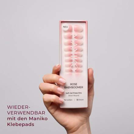 Künstliche Nägel Press Ons Short Round Rose Babyboomer Maniko