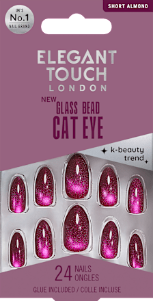 Künstliche Nägel Glass Bead Cat Eye Short Almond Amethyst Elegant Touch