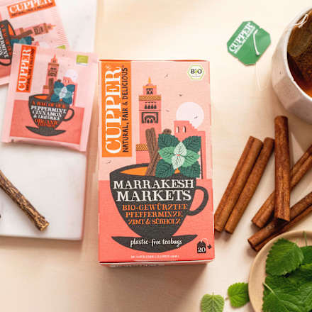 Kräutertee "Marrakesh Markets" mit Pfefferminze, Zimt & Süßholz (20 Beutel) Cupper