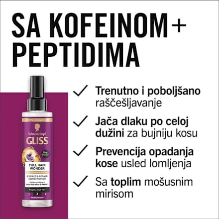 FULL HAIR WONDER regenerator za kosu u spreju Schwarzkopf GLISS