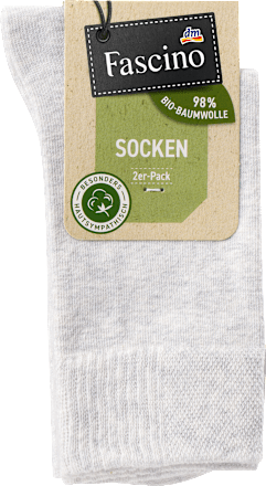 Socken mit Bio-Baumwolle grau, Gr. 35-38 (2 Paar) Fascino