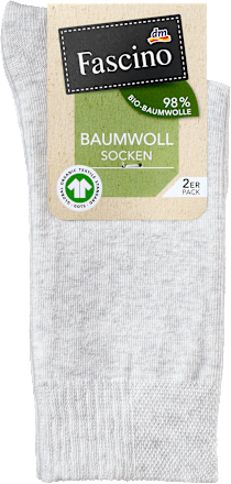 Socken mit Bio-Baumwolle grau, Gr. 35-38 (2 Paar) Fascino