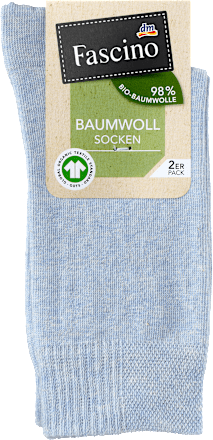Socken mit Bio-Baumwolle jeans, Gr. 35-38 (2 Paar) Fascino